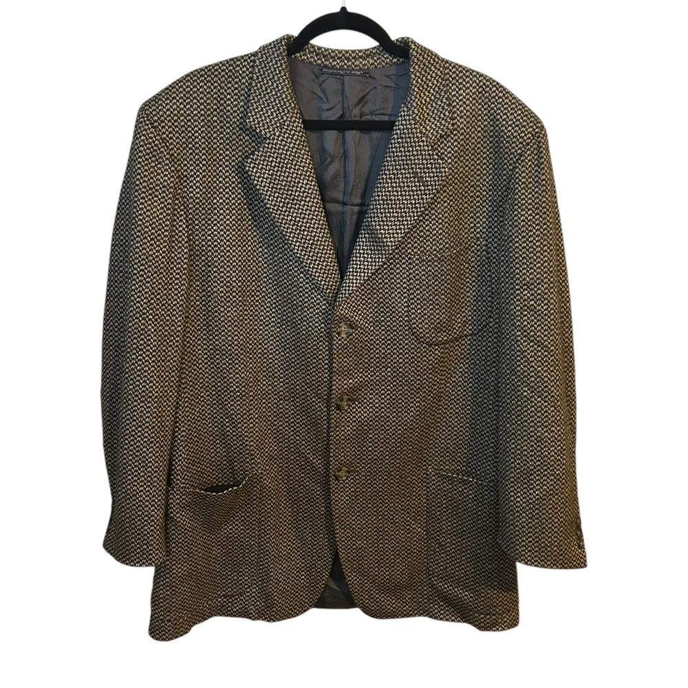 Ermenegildo Zegna 95% Cashmere Size 46 Black & Tan Super Soft 3 Button Blazer.